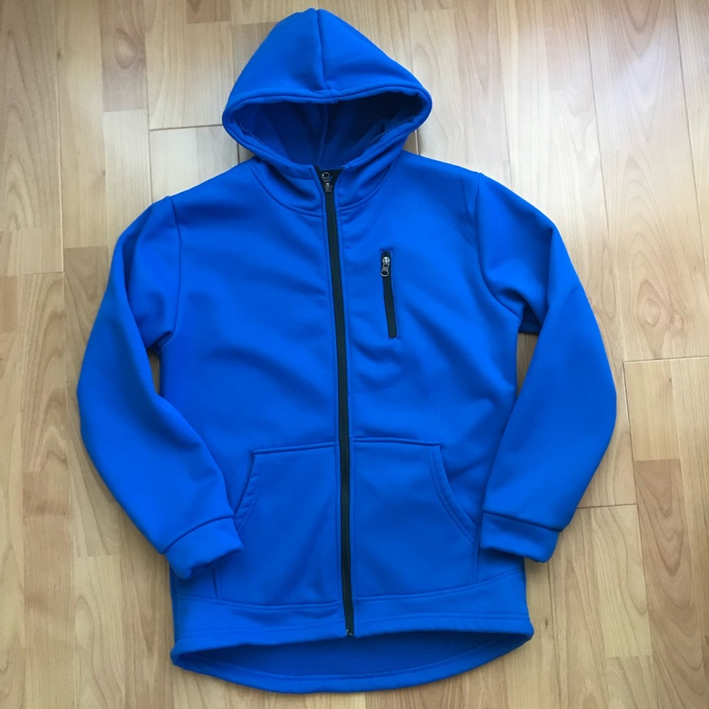 EUC Fleece lined Blue Hooded Jacket for kids size 16